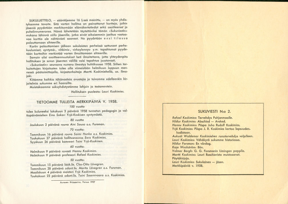 Sukuviesti 2, sivut 32 ja 33