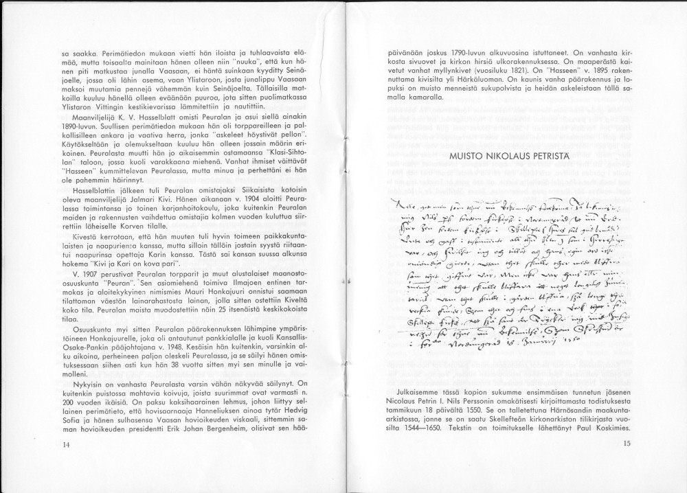 Sukuviesti 29, sivut 14 ja 15