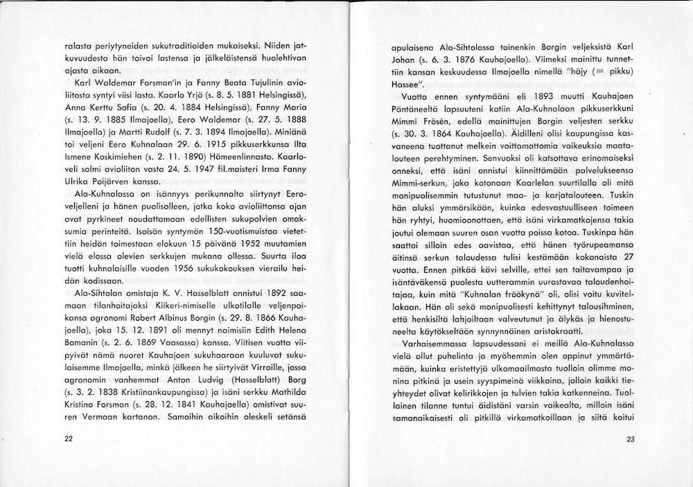 Sukuviesti 3, sivut 22 ja 23