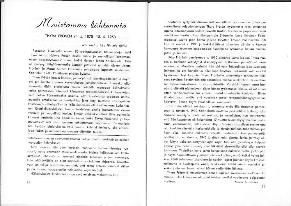 Sukuviesti 4, sivut 18 ja 19