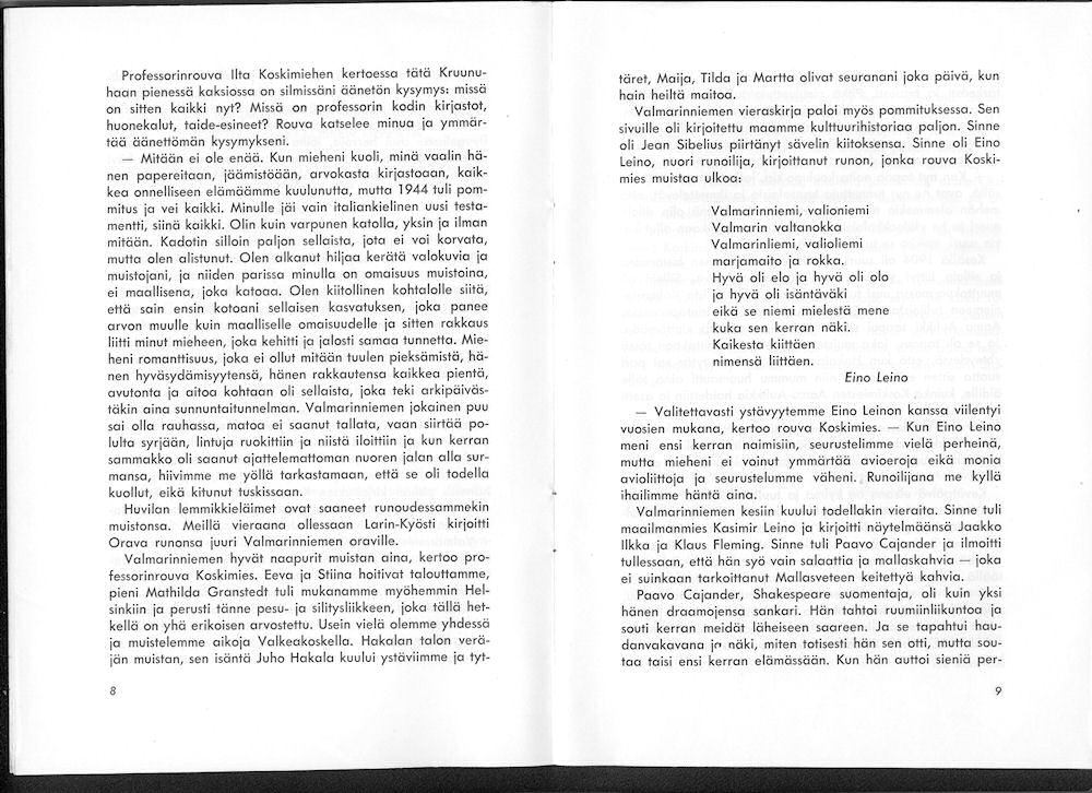 Sukuviesti 5, sivut 8 ja 9