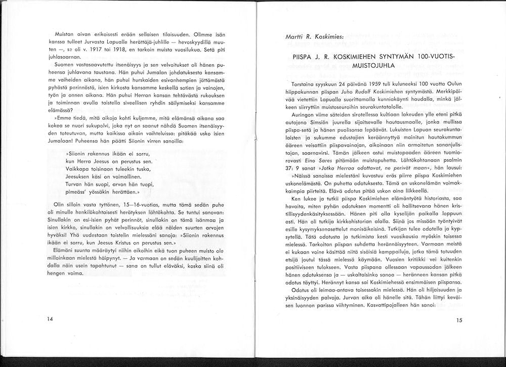 Sukuviesti 7, sivut 14 ja 15